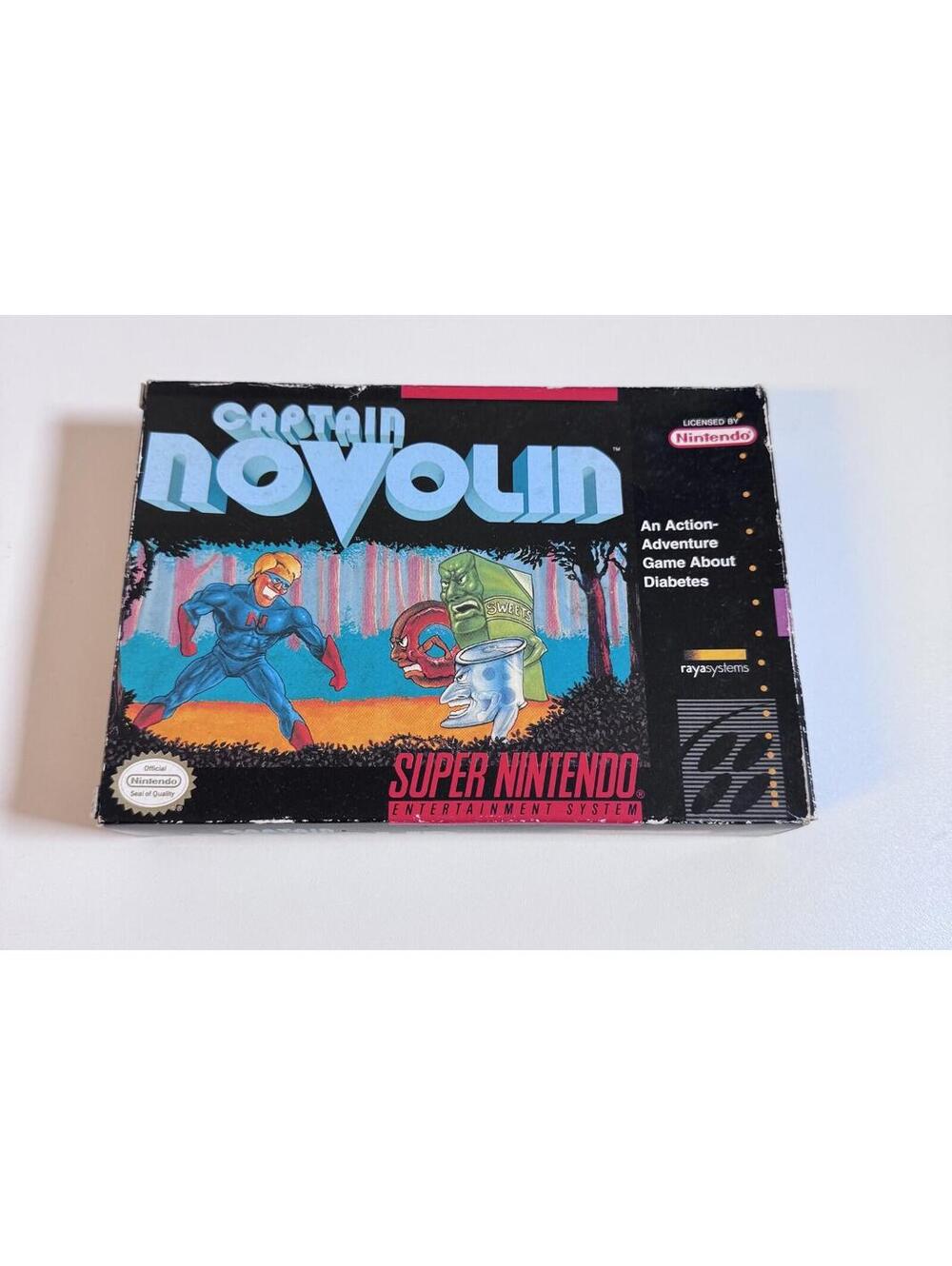 Captain Novolin Super Nintendo Video Game CIB Complete Tested